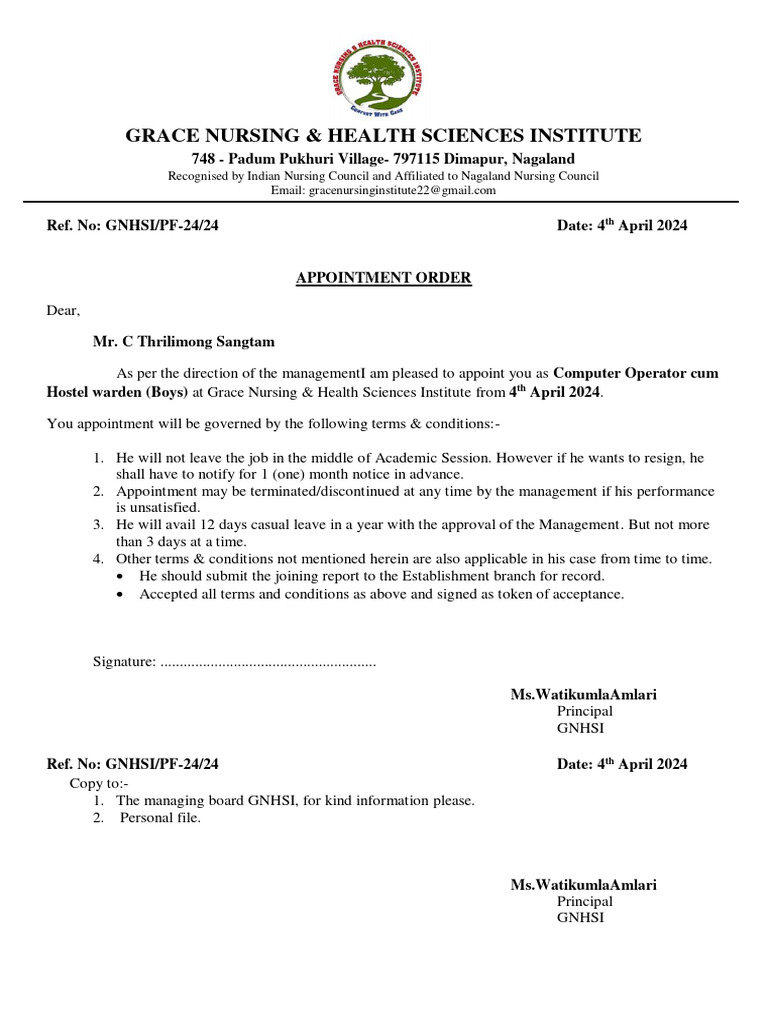 Appointment Order PDF
