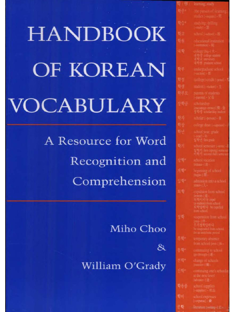 Handbook of Korean Vocabulary - A Resource For Word Recognition and ...