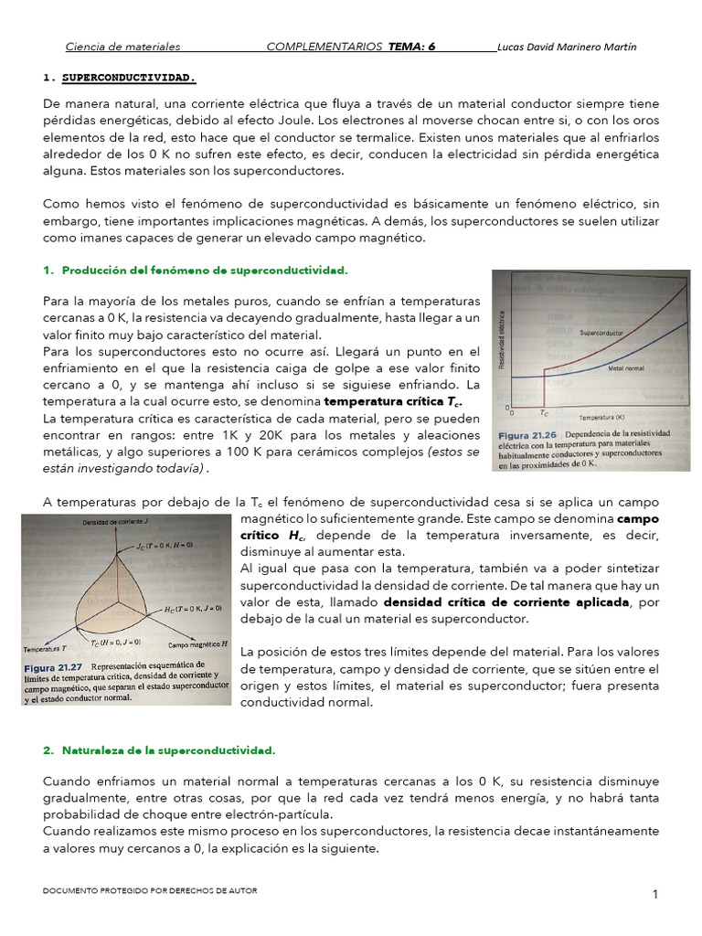 Complementarios T 6 | PDF | Superconductividad | Ferromagnetismo