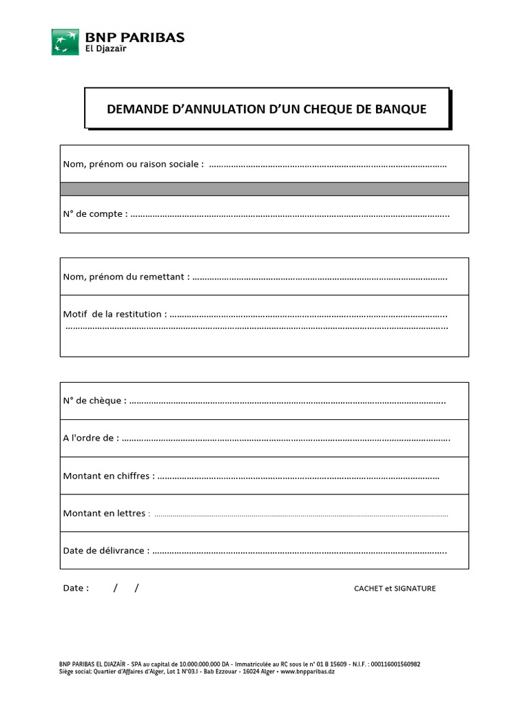 Annulation Chèque de Banque 29 12 2016 | PDF
