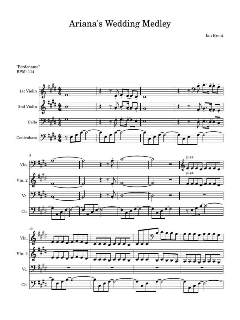 Wedding Medley Score Final Pdf String Instruments Musical Instruments