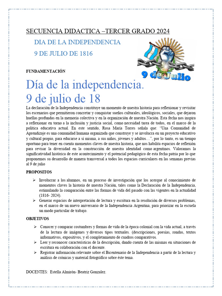 Secuencia Didactica 9 de Julio | PDF