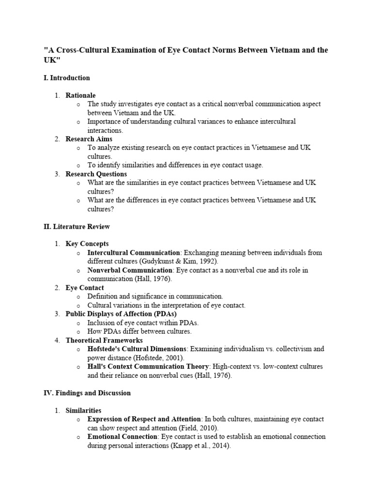 Eye Contact Norms: Vietnam vs. UK | PDF | Cross Cultural Communication ...