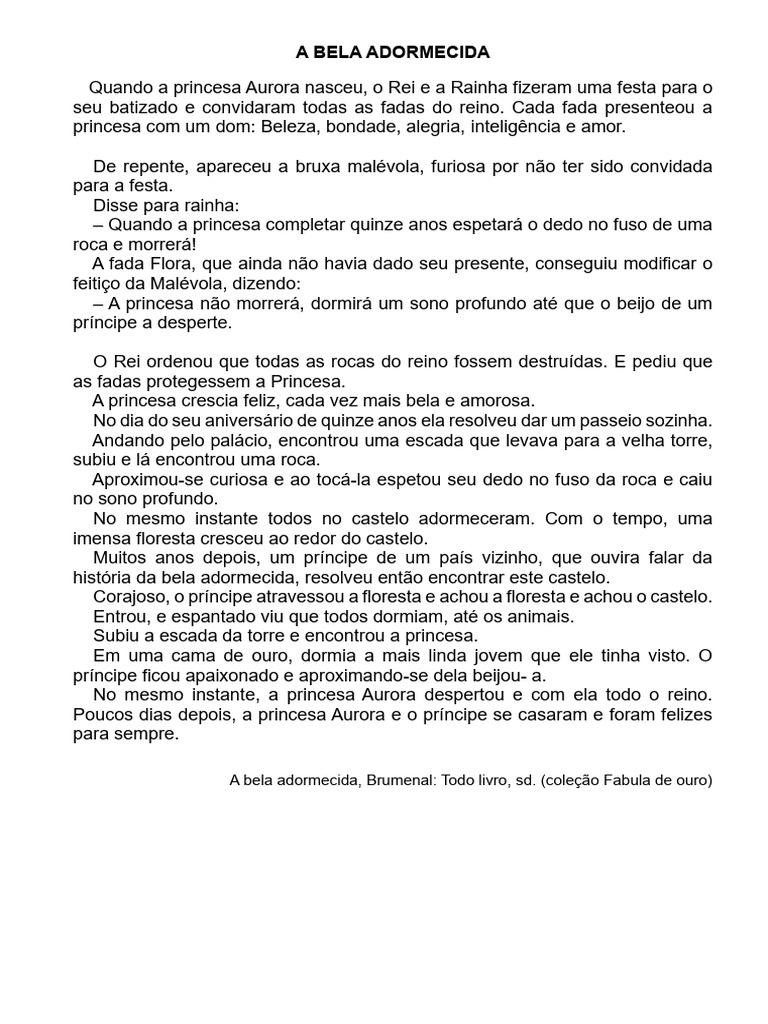 A História da Bela Adormecida | PDF | Clássicos