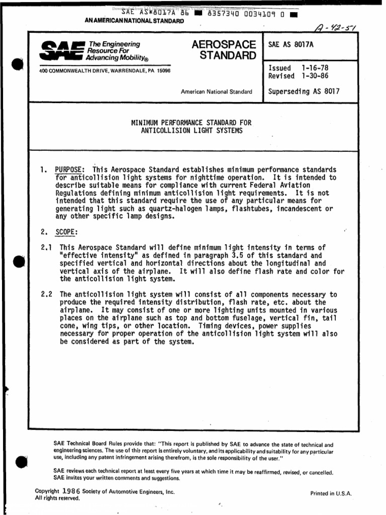 AS 8017A - Anticollision Light Systems | PDF
