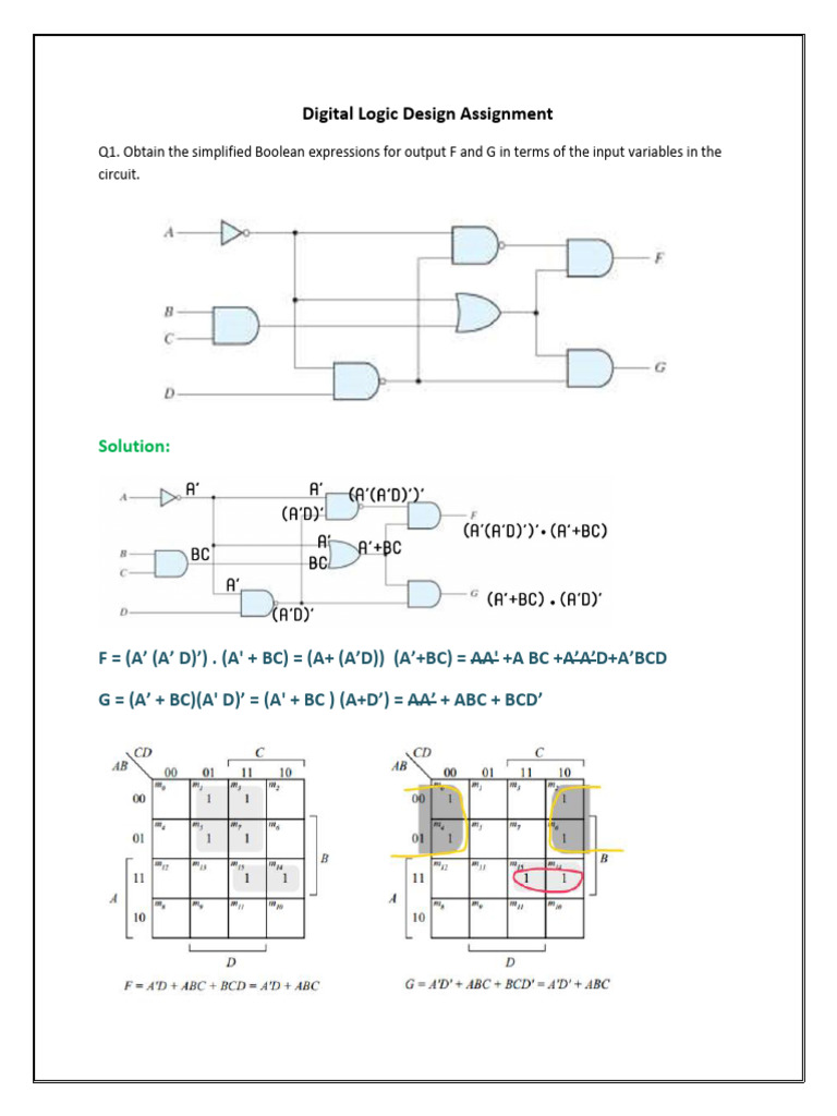 Digital Logic Design Problems & Solutions | PDF | Logic Gate ...
