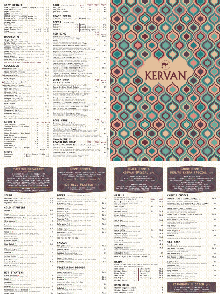 Kervan Restaurant Menu Overview | PDF | Salad | Turkish Cuisine