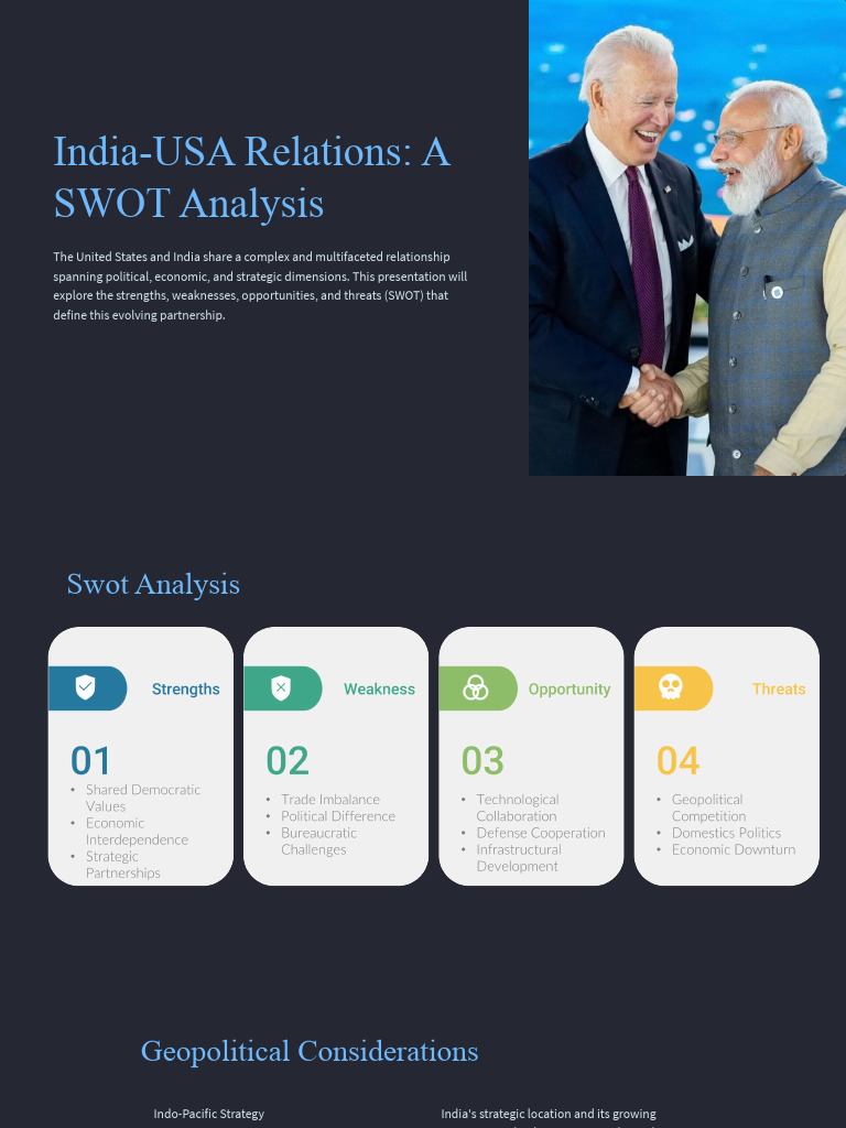India-USA Relations: SWOT Insights | PDF | Swot Analysis | Global Politics