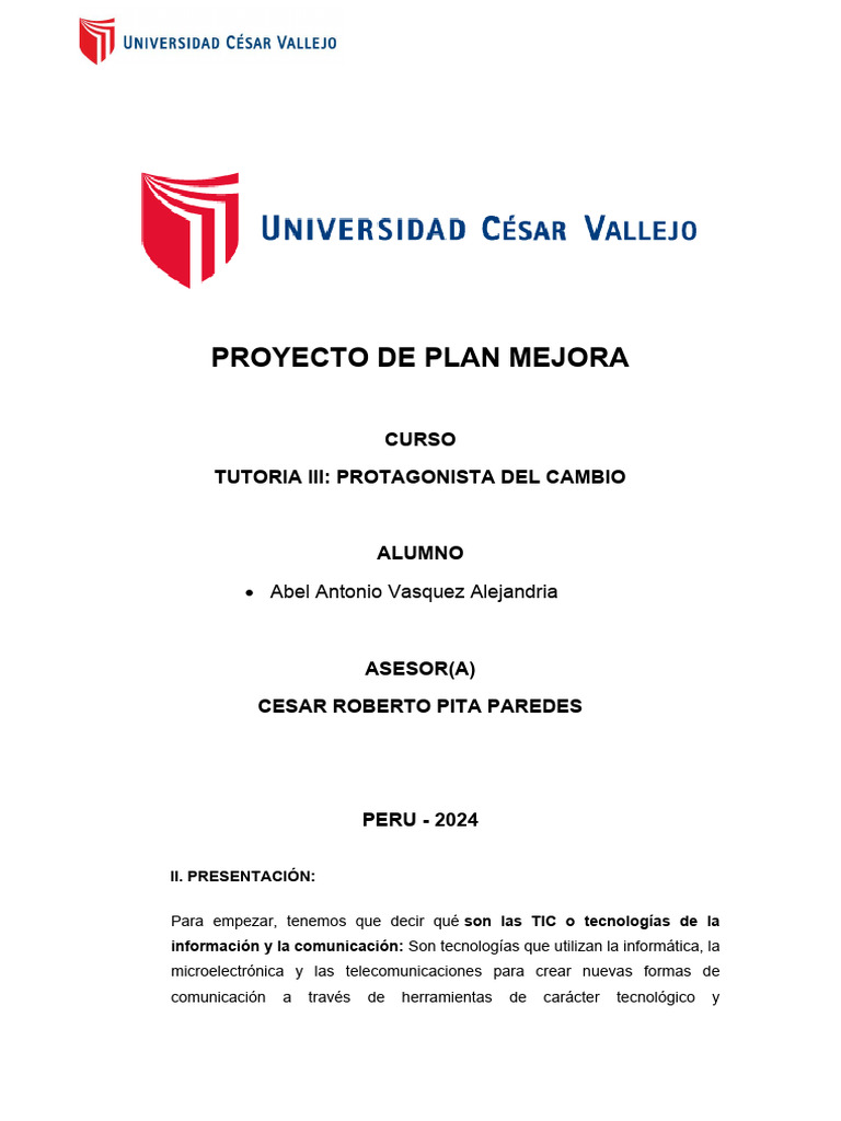 Proyecto De Tutoria Iii Pdf Tecnología De Información Y