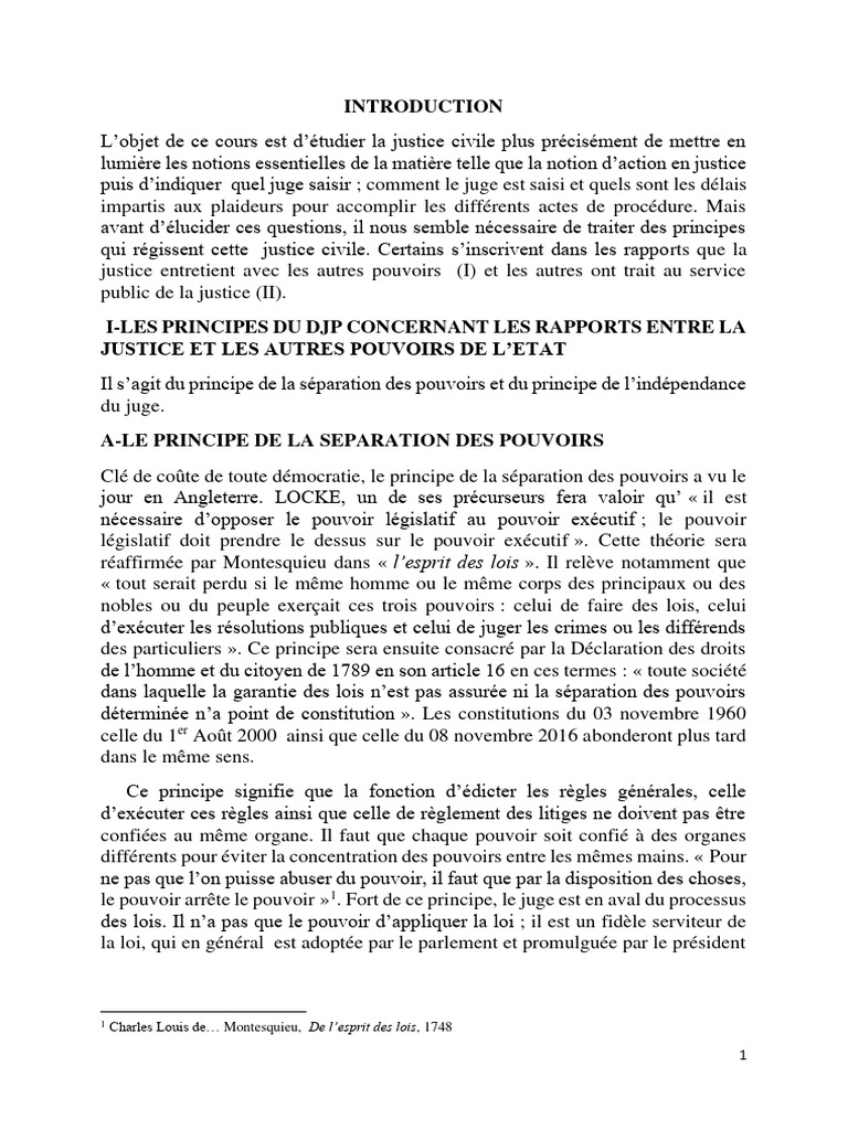 Principes de la Justice Civile en Droit | PDF | Séparation des pouvoirs ...