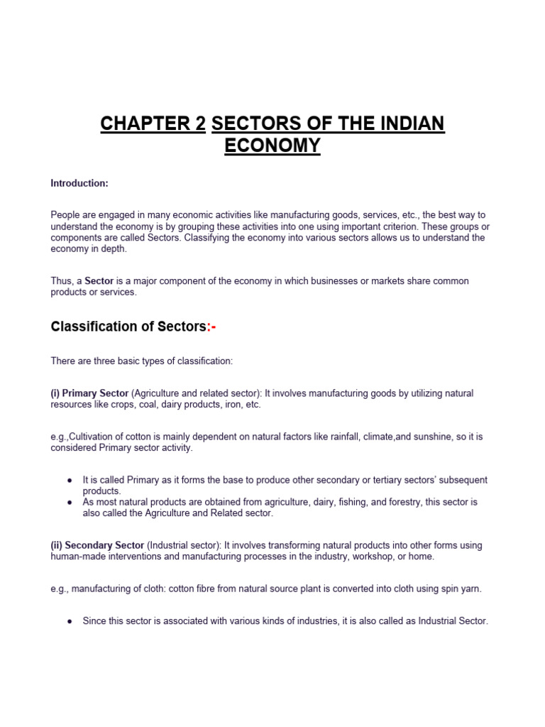 Understanding India's Economic Sectors | PDF | Agriculture | Tertiary ...