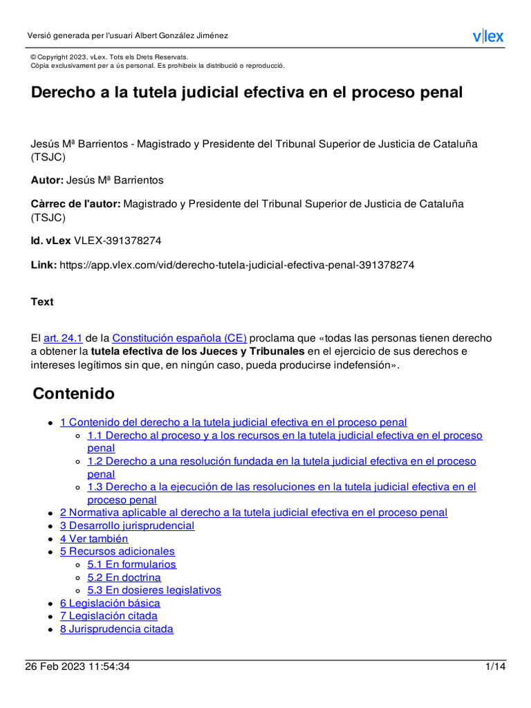 Derecho a la tutela judicial efectiva penal | PDF | Sentencia (ley ...