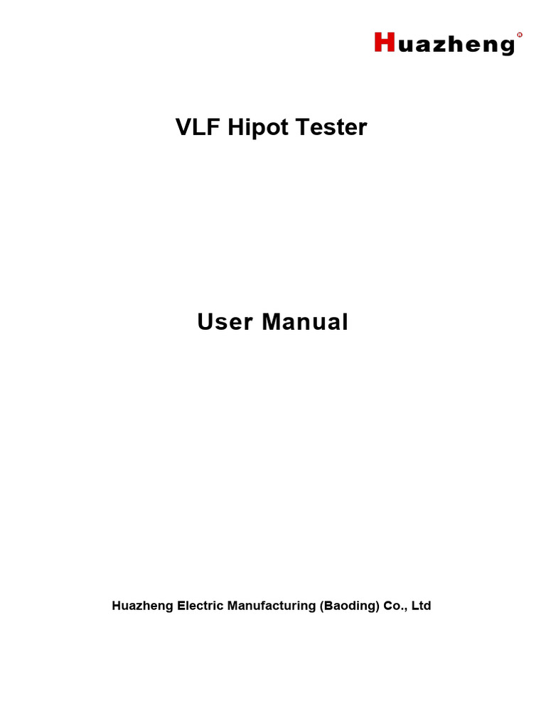 VLF Hipot Tester User Manual | PDF | Fuse (Electrical) | Power Supply
