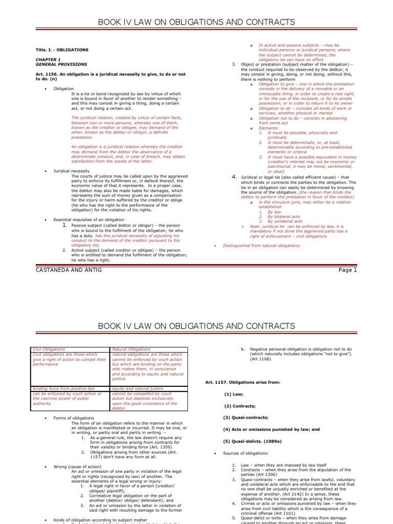 Overview of Obligations and Contracts | PDF | Negligence | Law Of ...