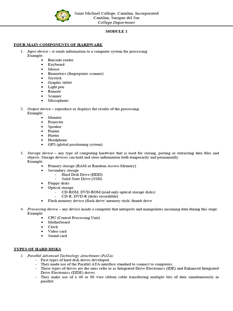 Module 1 Answer Key | PDF | Computer Data Storage | Computer Hardware