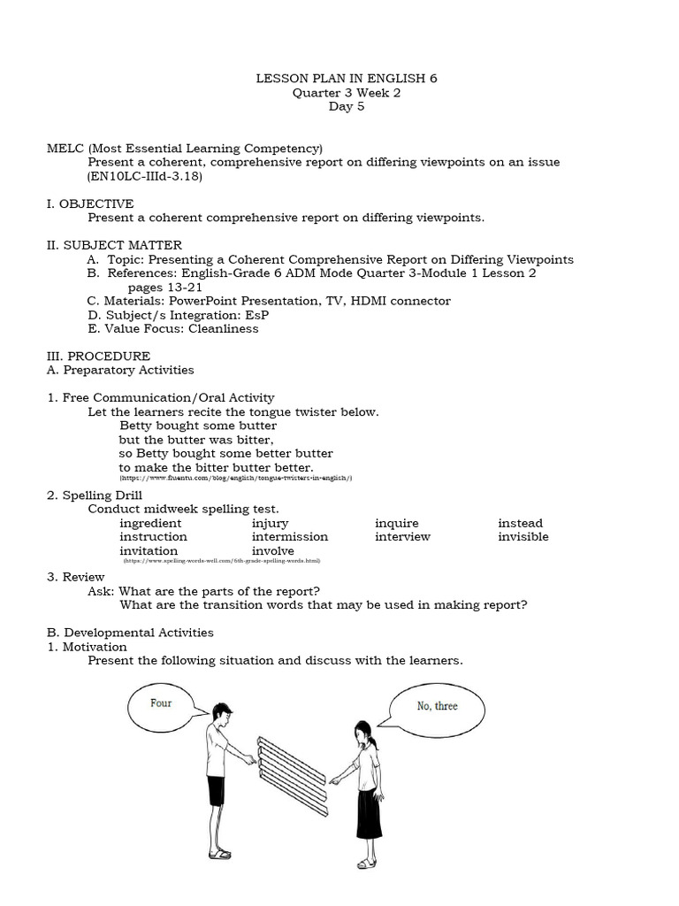 Report on Differing Viewpoints in English 6 | PDF | Cognition | Learning