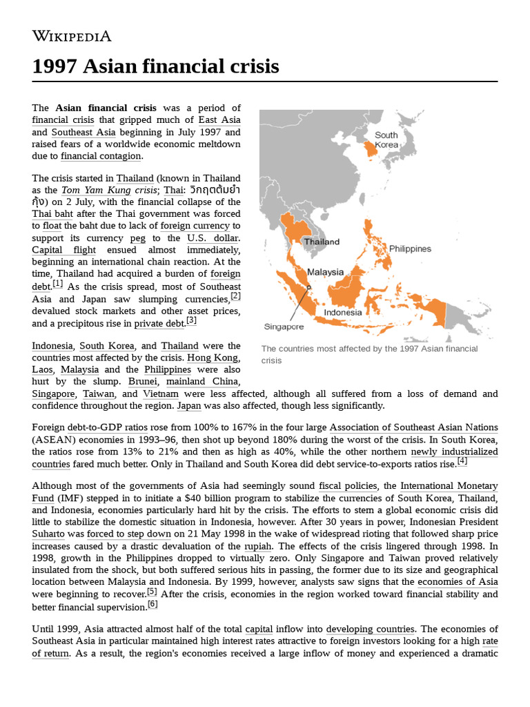 1997 Asian Financial Crisis Overview | PDF | 1997 Asian Financial ...
