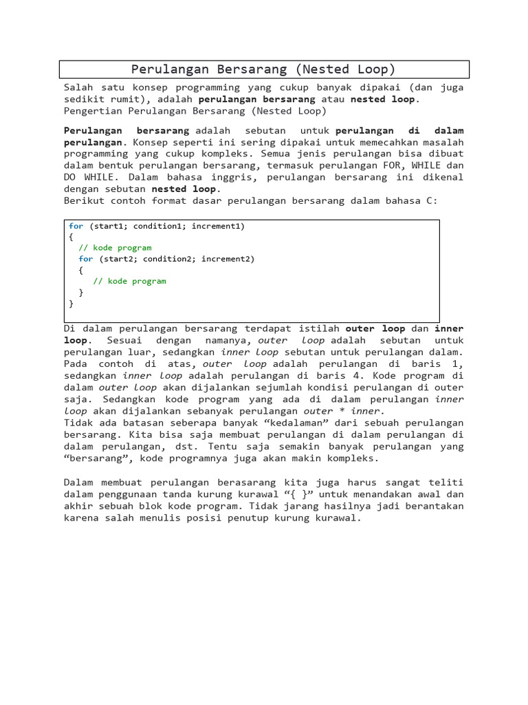 #10 Perulangan Bersarang (Nested Loop) | PDF | Komputer