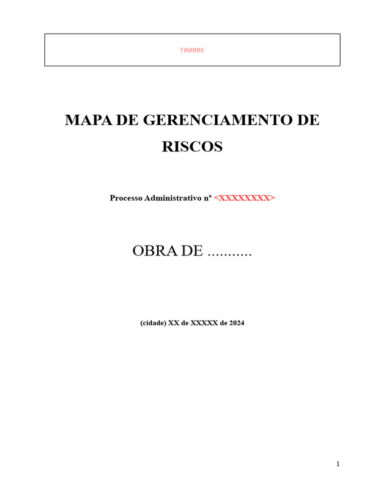 Modelo de Mapa de Risco - Obras | PDF | Avaliação de risco | Planejamento