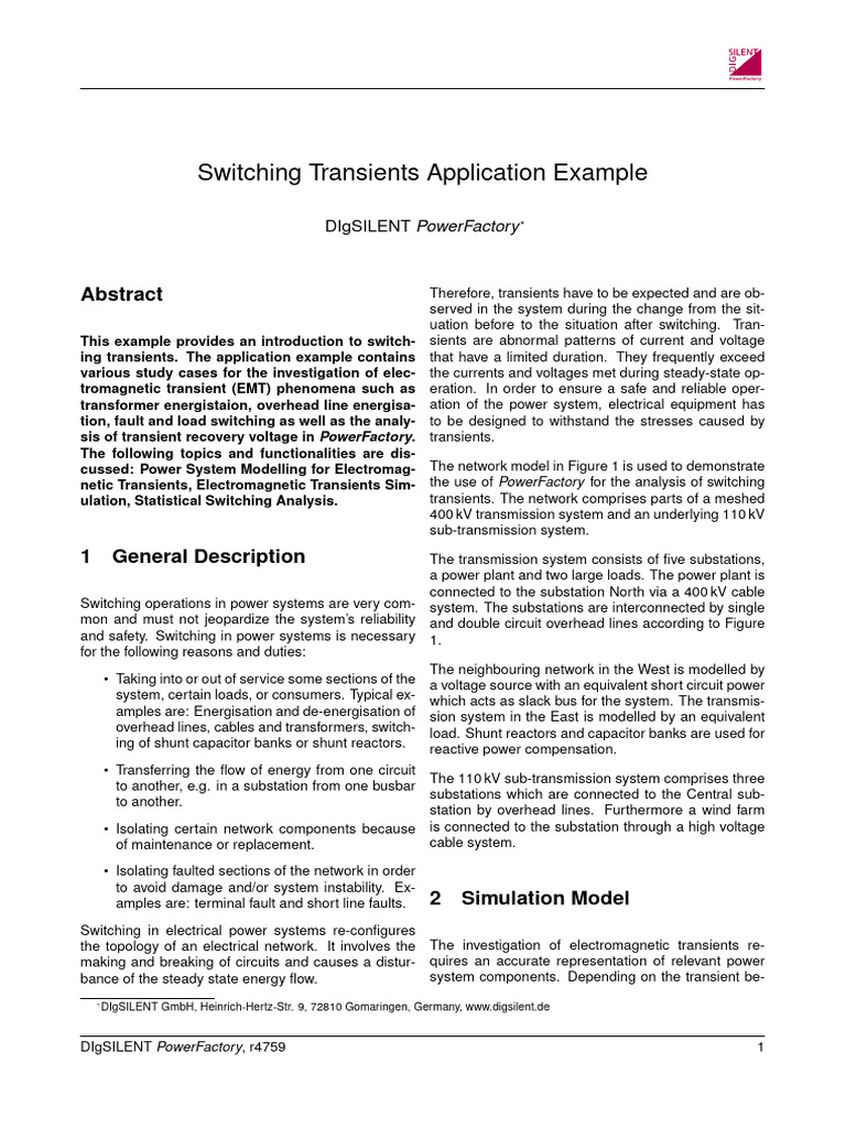 Switching Transients in Power Systems | PDF | Transformer | Electrical ...