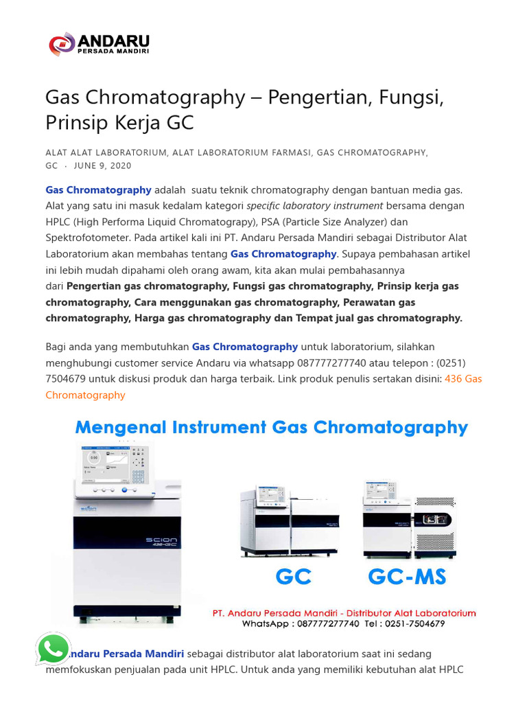 Gas Chromatography - Pengertian, Fungsi, Prinsip Kerja GC | PDF | Sains ...