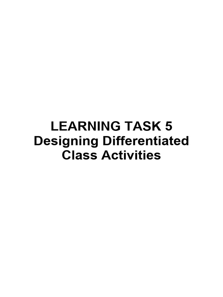 Differentiated Instruction Activities Guide | PDF | Learning | Lesson Plan