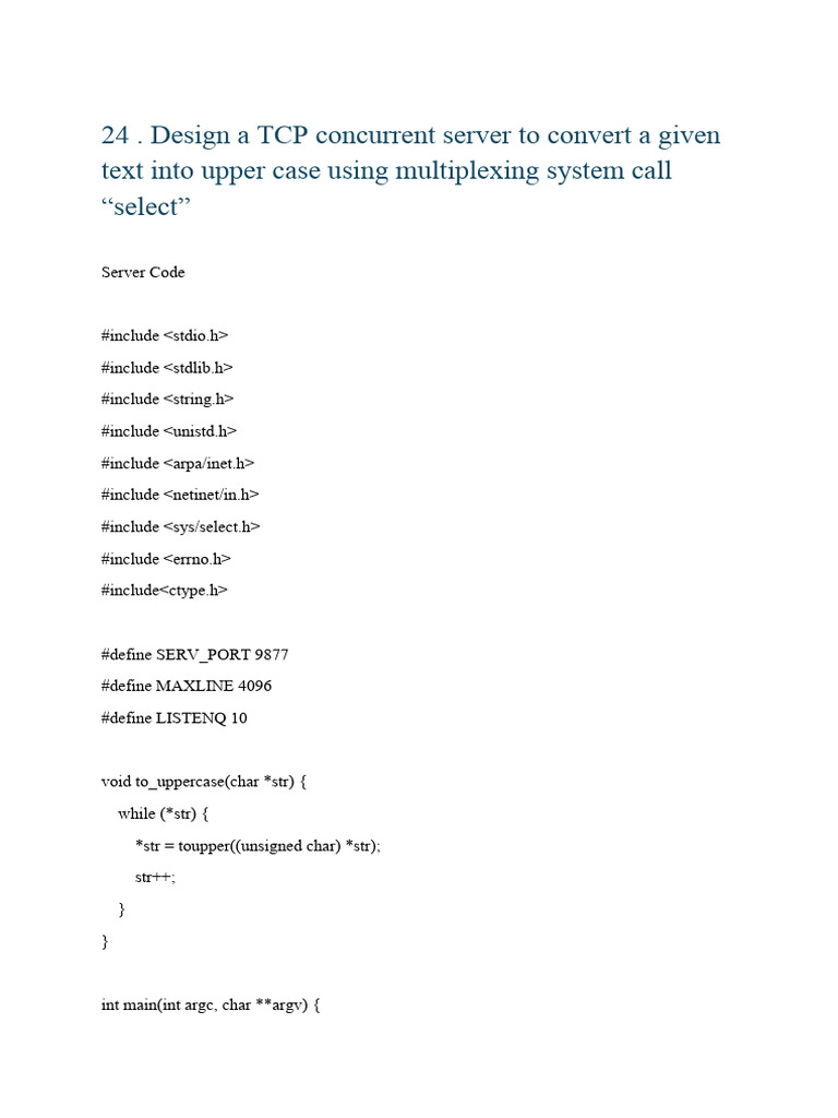 TCP Concurrent Server Design Guide | PDF | Communications Protocols ...