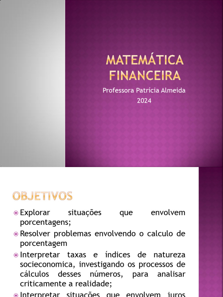 Matemática Financeira: Juros e Porcentagens | PDF | Percentagem ...