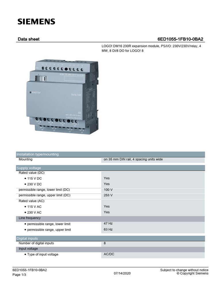 6ED10551FB100BA2 Datasheet en | PDF | Alternating Current | Mains ...