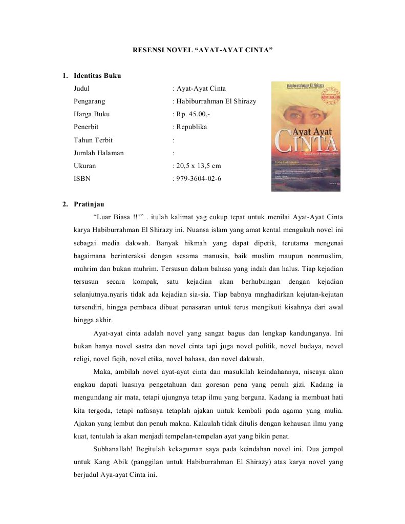 Resensi Novel Ayat Ayat Cinta
