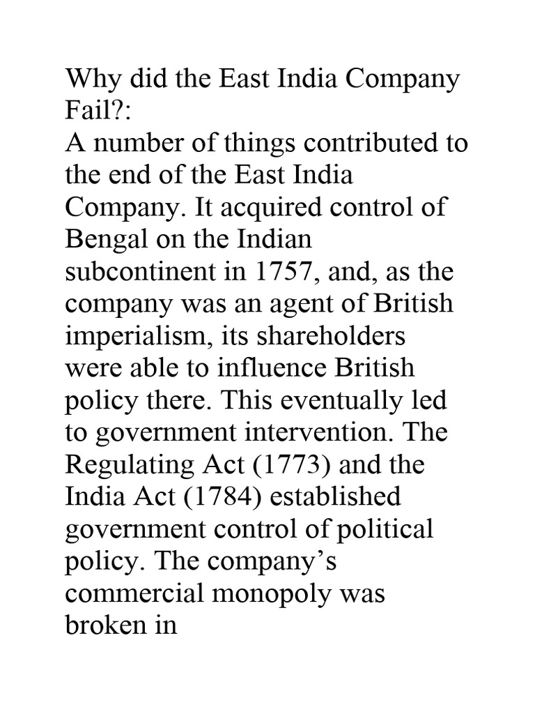 Why did the east india company fail pdf british raj east india