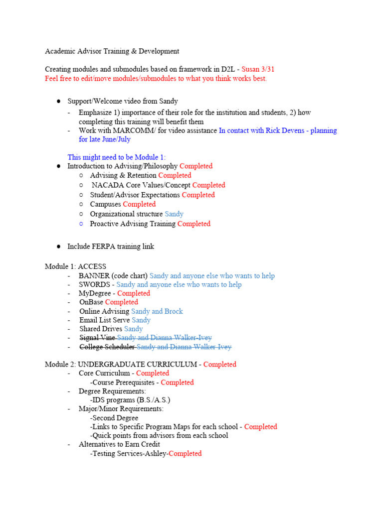 Academic Advisor Training Modules Guide | PDF