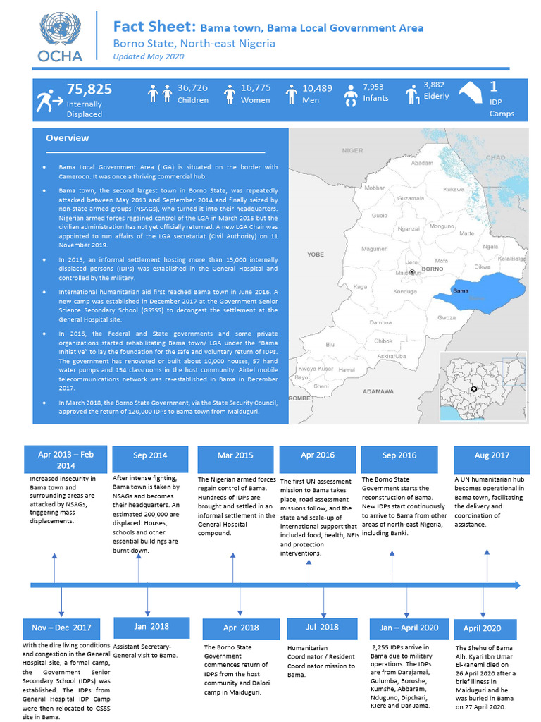 Ocha Nga Bama Factsheet 10052020 | PDF | Internally Displaced Person | Wash