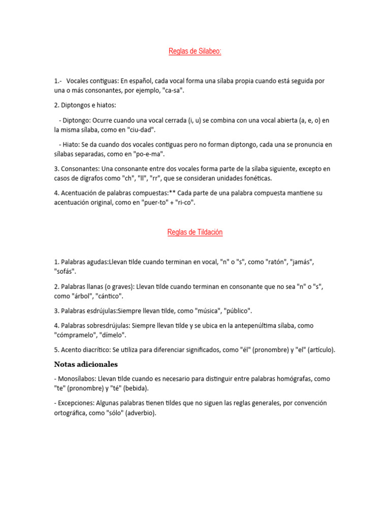 Reglas de Silabeo | PDF | Voz humana | Fonética