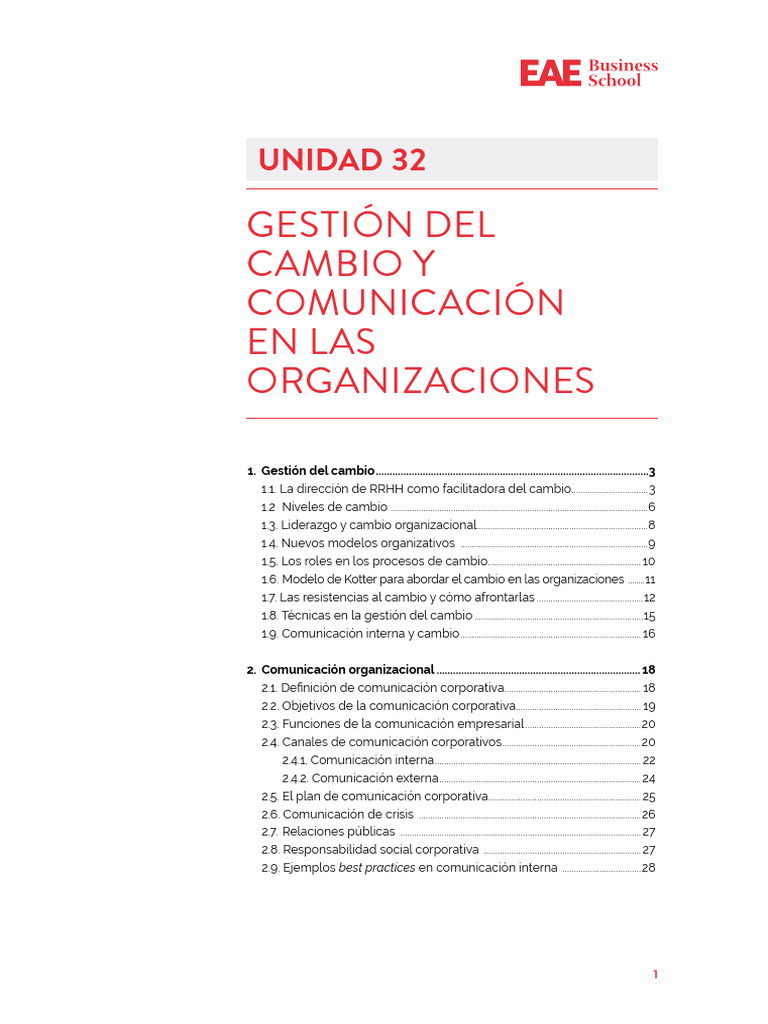 Unidad 32. Gestión Del Cambio y Comunicación en Las Organizaciones ...
