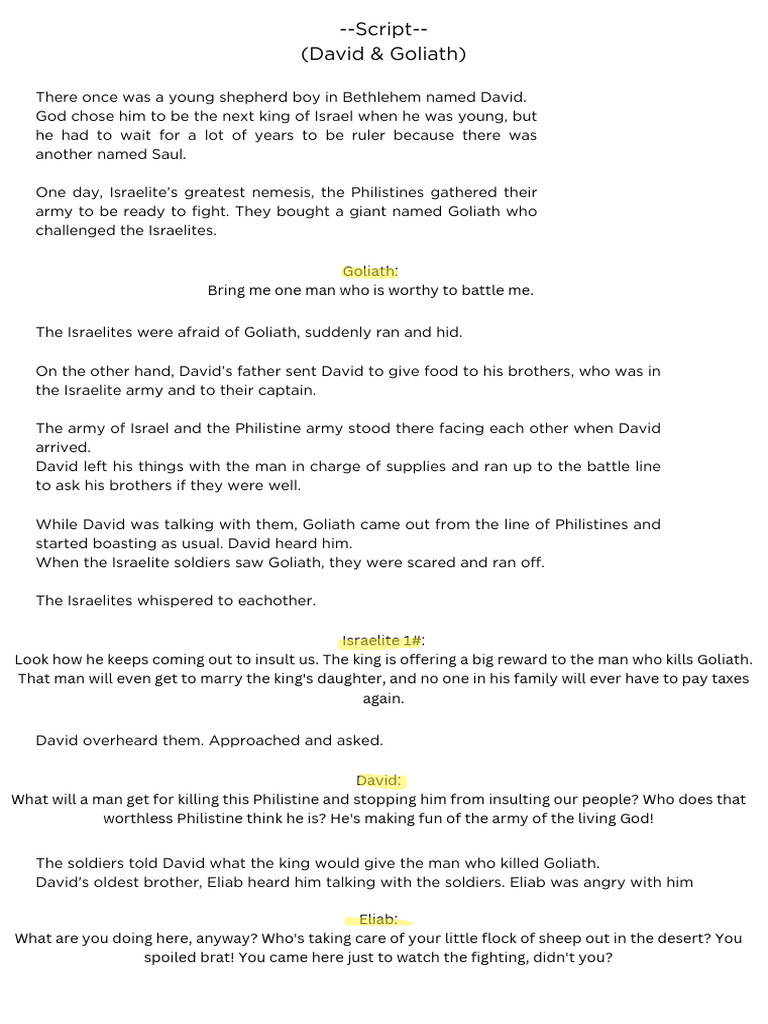 --Script-- (David & Goliath)) | PDF | David | Goliath