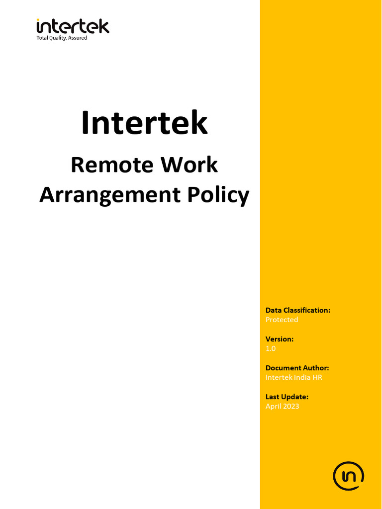 Remote Work Policy for Intertek India | PDF | Employment | Payroll Tax