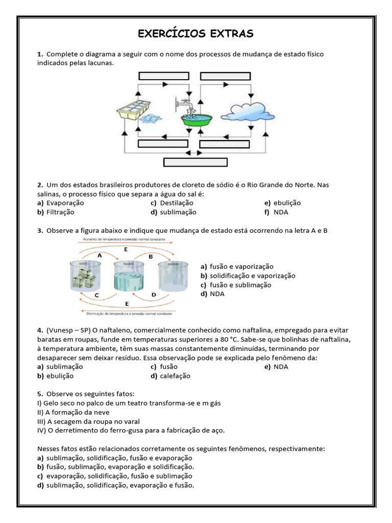 Exercicios Sobre Estados Fisicos Da Materia | Download grátis PDF ...