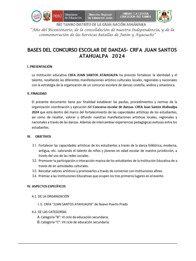 Bases Del Concurso de Danzas Si | PDF | Bailes | Ritmo