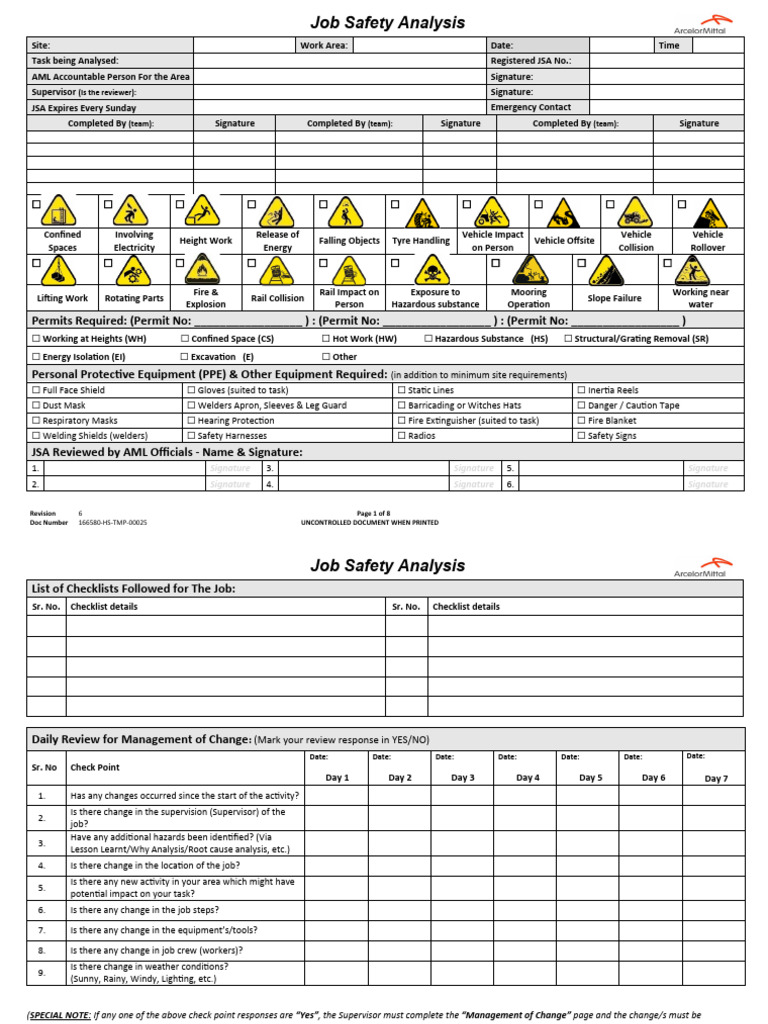 Job Safety Analysis Checklist Guide | PDF