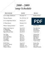 2008/2009 Camp Schedule