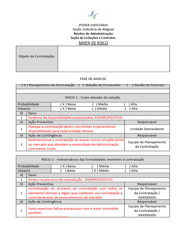 Modelo Mapa de Risco | PDF | Despesa | Economias
