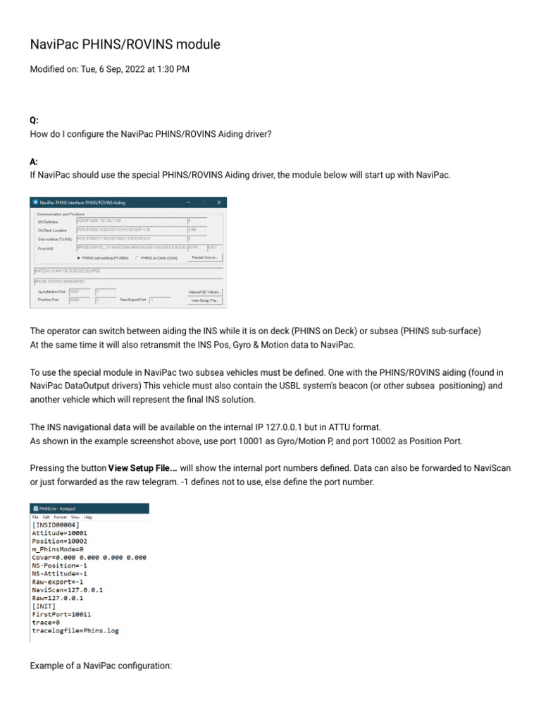 NaviPac PHINS/ROVINS Configuration Guide | PDF | Computers | Technology ...
