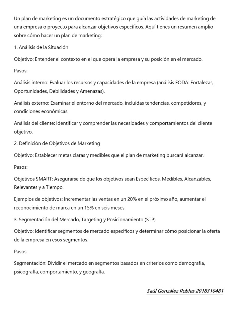Guía para Crear un Plan de Marketing | PDF | Marketing | Business
