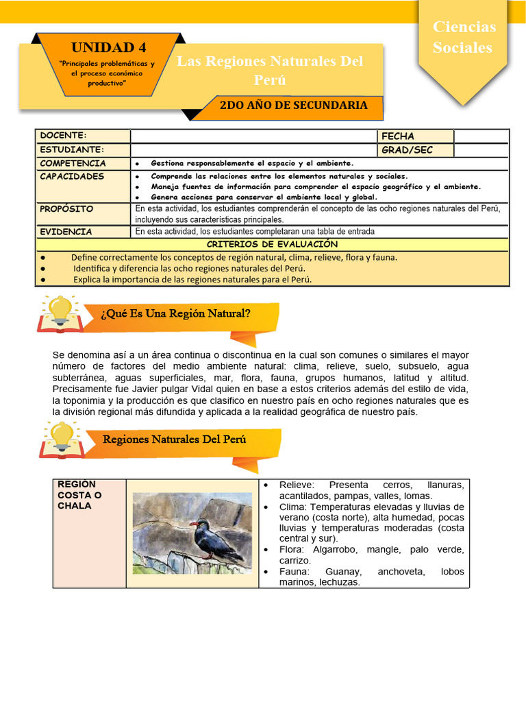 Ficha de Actividad CCSS 2° - Semana 2 | PDF | Clima | Perú