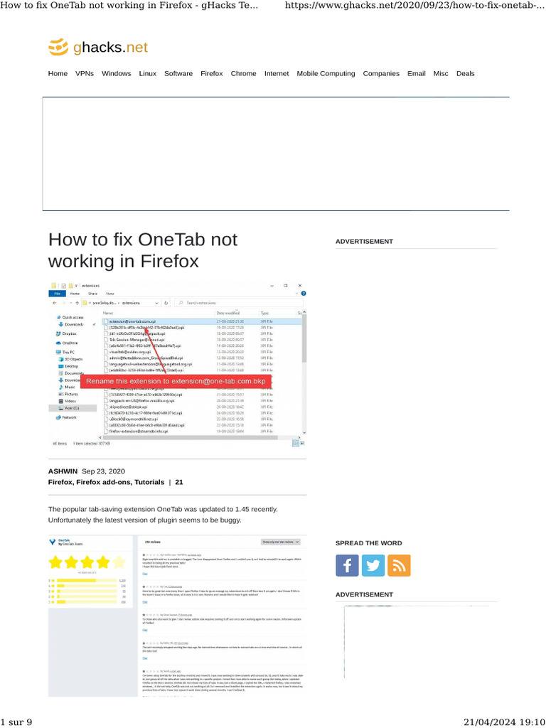 How To Fix OneTab Not Working in Firefox - Ghacks Tech News | PDF ...