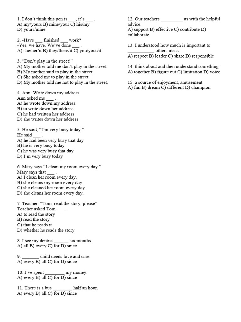 English Grammar Practice Quiz | PDF | Career & Growth | Language Arts ...