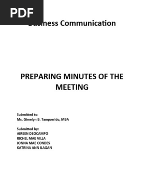 Preparing of the Minutes of the Meeting