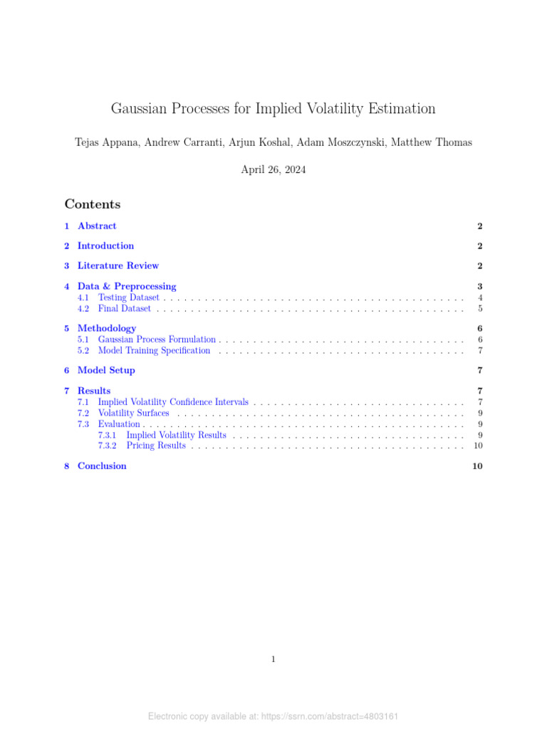 Gaussian Processes for Volatility Estimation | PDF | Moneyness | Option ...