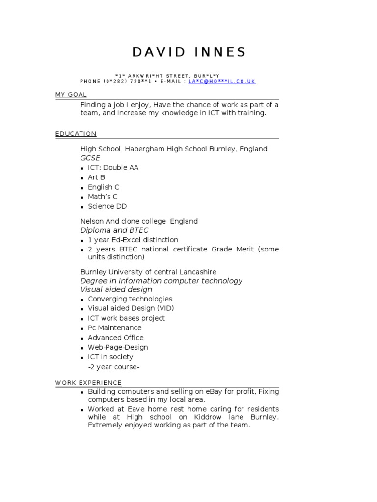 David Innes CV Edited | PDF